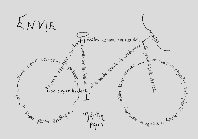 Calligramme envie écrit-dessiné par Martin Paon